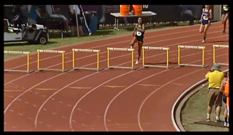 Alexa Harmon-Thomas' 300m hurdle race.